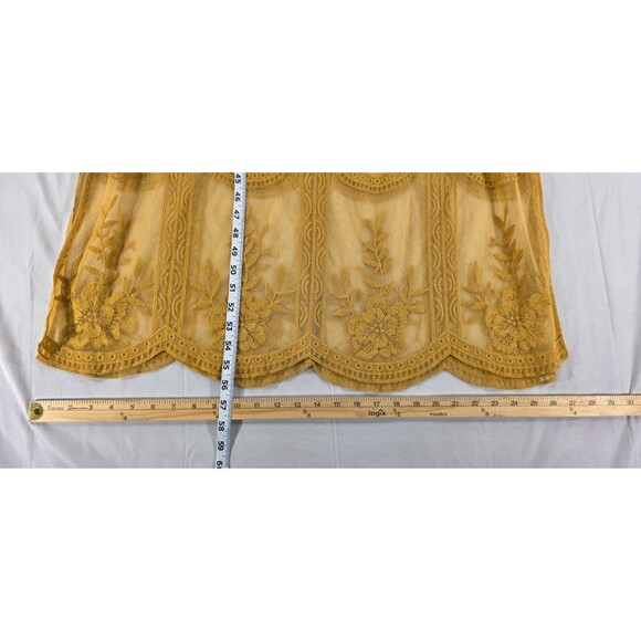 Honey Punch Womens Lace Maxi Romper Sheer V-Neck Dress Yellow Size S Fairy Boho - Picture 15 of 15